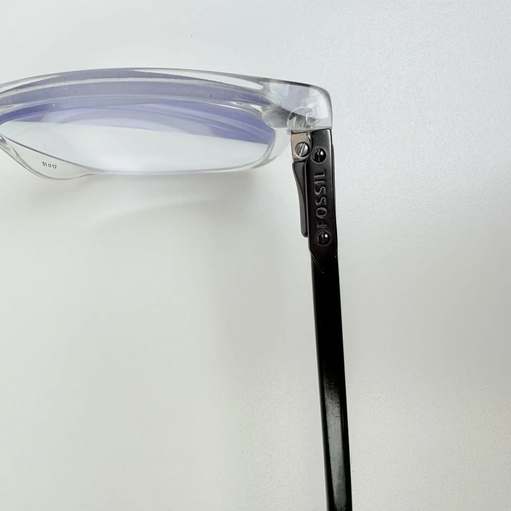 Fossil FOS7173 900 Crystal Square Eyeglasses Frames 53-17-145 Clear Unisex